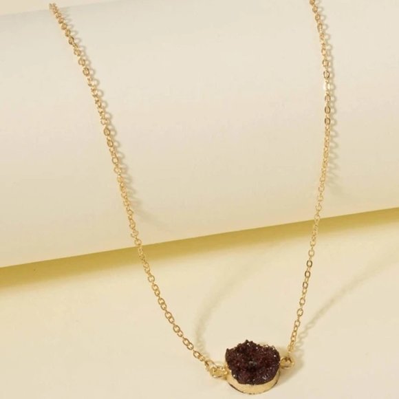 MAKE A WISH Dark Burgundy Charm Necklace - Picture 3 of 3
